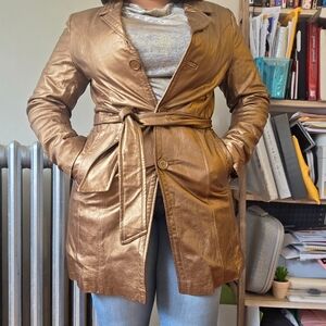 ☆Metrostyle Metallic Gold Belted Jacket☆